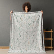 Pale Green Chips Printed Sherpa Fleece Blanket Minimalist Terrazzo Pattern Design