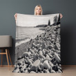 Picturesque Stone Beach Printed Sherpa Fleece Blanket Landscape Design