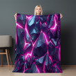 Pink Futuristic Veins Marble Printed Sherpa Fleece Blanket Texture Design