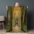 Painting Of A Hallway With Arches Printed Sherpa Fleece Blanket Trompe L�oeil Design