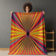 Polychrome Retro Striped Printed Sherpa Fleece Blanket Illusion Design