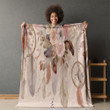 Pastel Flowers And Dreamcatchers Printed Sherpa Fleece Blanket Boho Design