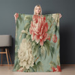 Peonies Flowers Chinoserie Printed Sherpa Fleece Blanket Avignon Floral Design
