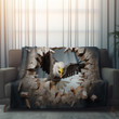 Powerful Eagle Through Hole Printed Sherpa Fleece Blanket Animal Design