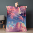Pink Gradient Sky Printed Sherpa Fleece Blanket Nature Design