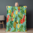 Painting Lime Pineapple Printed Sherpa Fleece Blanket Fruit Design