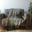 Picturesque Tableau Through Hole Printed Sherpa Fleece Blanket Trompe L'oeil Design