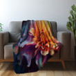Painting Dahlia Flower Printed Sherpa Fleece Blanket Dark Background Floral Design