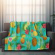 Pineapple Seamless Pattern Printed Sherpa Fleece Blanket Summer Fruit Design