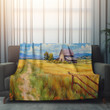 Peaceful Field Printed Sherpa Fleece Blanket Painting Landscape Design