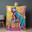 Pop Art Dinosaur Printed Sherpa Fleece Blanket Animal Design For Kids