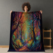 Psychedelic Forest Colorful Printed Printed Sherpa Fleece Blanket