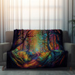 Psychedelic Forest Colorful Printed Printed Sherpa Fleece Blanket