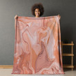 Peach Marble Printed Sherpa Fleece Blanket Texture Design