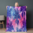 Pink And Blue Watercolor Palm Trees Pattern Printed Sherpa Fleece Blanket