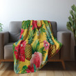 Pineapple And Flowers Printed Sherpa Fleece Blanket Summer Fruit Design