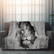 Powerful Lion Through Broken Hole Printed Sherpa Fleece Blanket Trompe L'oeil Design