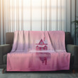 Pink House On Lake Printed Sherpa Fleece Blanket Landscape Design
