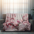 Pink Bird Flowers Chinoserie Printed Sherpa Fleece Blanket Avignon Floral Design