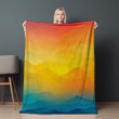 Orange Yellow And Blue Wave Printed Sherpa Fleece Blanket Gradient Color Design