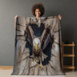Powerful Eagle Through Broken Hole Printed Sherpa Fleece Blanket Trompe L'oeil Design