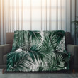 Palm Leaves Pattern Printed Sherpa Fleece Blanket Tropical Design