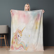 Pink Baby Unicorn Watercolor Printed Sherpa Fleece Blanket For Kids