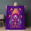 Playful Mushroom Character Printed Sherpa Fleece Blanket Botanical Design