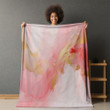 Pink And Gold Printed Sherpa Fleece Blanket Abstract Brushstrokes Design
