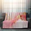 Pink And Gold Printed Sherpa Fleece Blanket Abstract Brushstrokes Design