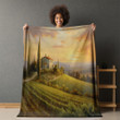 Painting Countryside Scene Printed Sherpa Fleece Blanket Landscape Design
