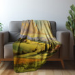 Peaceful Countryside Scene Printed Sherpa Fleece Blanket Landscape Design