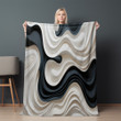 Profound Minimalist Waves Printed Sherpa Fleece Blanket Abstract Design