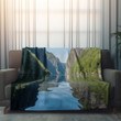 Picturesque Fjord Printed Sherpa Fleece Blanket Realistic Landscape Design
