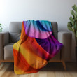 Rainbow Colored Waves Printed Sherpa Fleece Blanket Texture Design