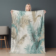 Palm Foliage Printed Sherpa Fleece Blanket Romantic Motifs Design
