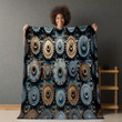 Realistic Blue Gears Metallic Printed Sherpa Fleece Blanket Industrial Texture Design