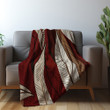 Red Beige And Tan Leaf Pattern Printed Sherpa Fleece Blanket Minimalist Design