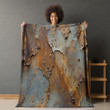 Rusted Metal Peeling Paint Printed Sherpa Fleece Blanket Industrial Texture Design