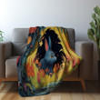 Rabbit In Magical World Printed Sherpa Fleece Blanket Animal Design For Kids