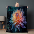Rainbow Dahlia Flower Printed Sherpa Fleece Blanket Dark Background Floral Design