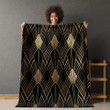 Retro Pattern Streamlined Geometric Shapes Printed Sherpa Fleece Blanket