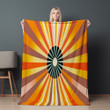 Retro Sun Rays Printed Sherpa Fleece Blanket Illusion Design