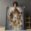 Red Fox Through Hole Printed Sherpa Fleece Blanket Animal Design