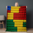 Realistic Lego Block Pattern Printed Sherpa Fleece Blanket Colorful Pattern Design