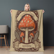 Retro Mushrooms Illustration Printed Sherpa Fleece Blanket Botanical Design