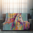 Rainbow Unicorn Brushstrokes Printed Sherpa Fleece Blanket Animal Design
