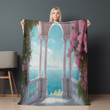 Romance Balcony Archway With Roses Printed Sherpa Fleece Blanket
