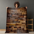 Realistic Seamless Brown Wood Printed Sherpa Fleece Blanket Texture Design