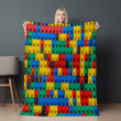 Realistic Colorful Lego Brick Printed Sherpa Fleece Blanket 3D Graphic Design